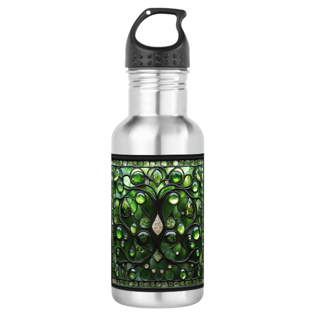 Bouteille D'eau Élégant look de verre vert (Devant)