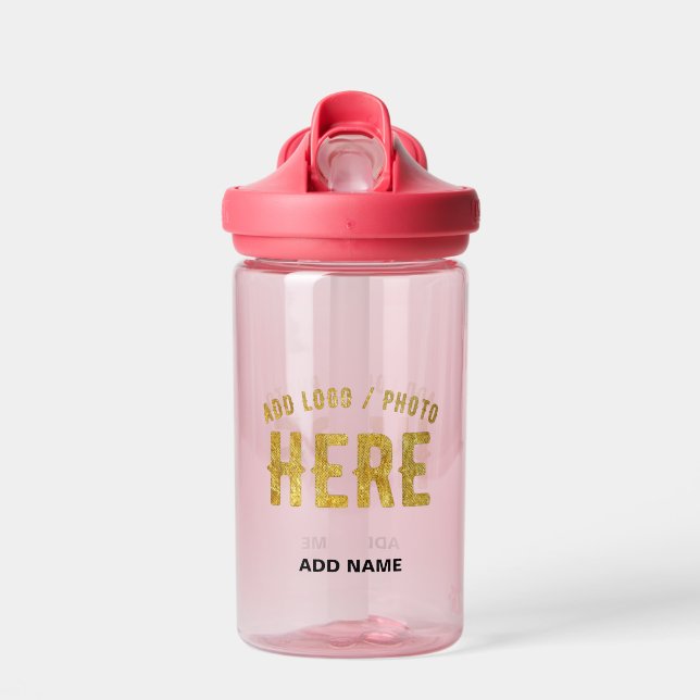 BOUTEILLE D'EAU ÉLÉGANT MODERNE PERSONNALISABLE ROSE MARQUE VERIFI (Avant)