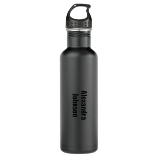 Bouteille D'eau Élégant Monogramme noir de charbon tendance