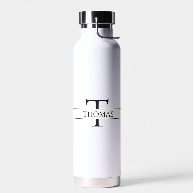 Bouteille D'eau Élégant Monogramme Personnalisé Nom Personnalisé (Gauche)
