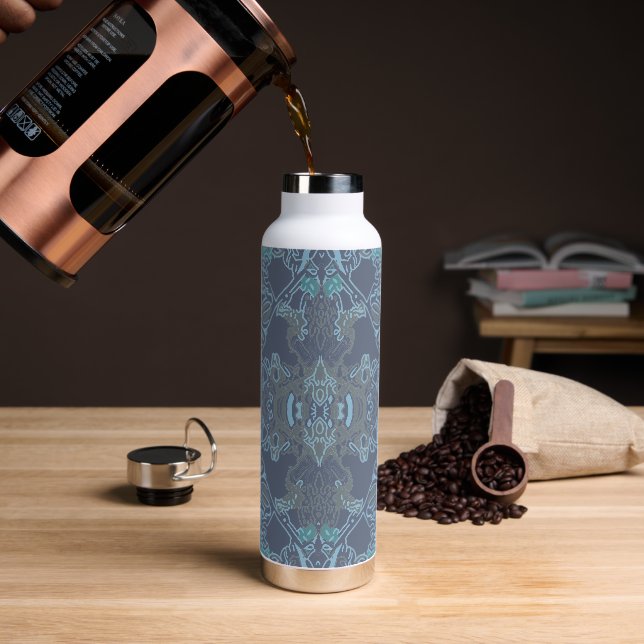 Bouteille D'eau Élégant Motif baroque moderne dans les tons bleus (Gym)