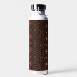Bouteille D'eau Élégant motif géométrique rouge foncé en acier ino