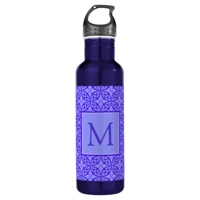 Bouteille D'eau Elegant Purple Filigree Pattern Monogram (Devant)