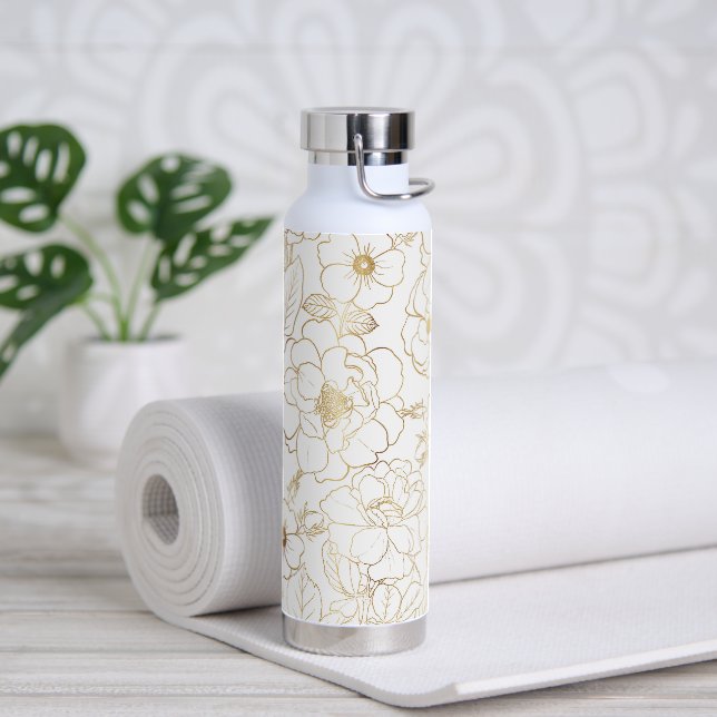 Bouteille D'eau Elégant Rose or Floral Line art (Yoga)