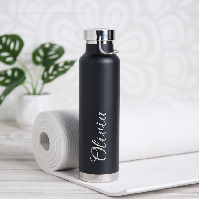 Bouteille d'eau élégante avec nom personnalisé en  (Yoga (pivoté))