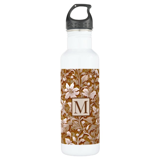 Bouteille D'eau Élégante terre cuite victorienne boho blanc floral (Devant)