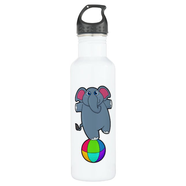 Bouteille D'eau Elephant au cirque avec boule de cirque (Devant)