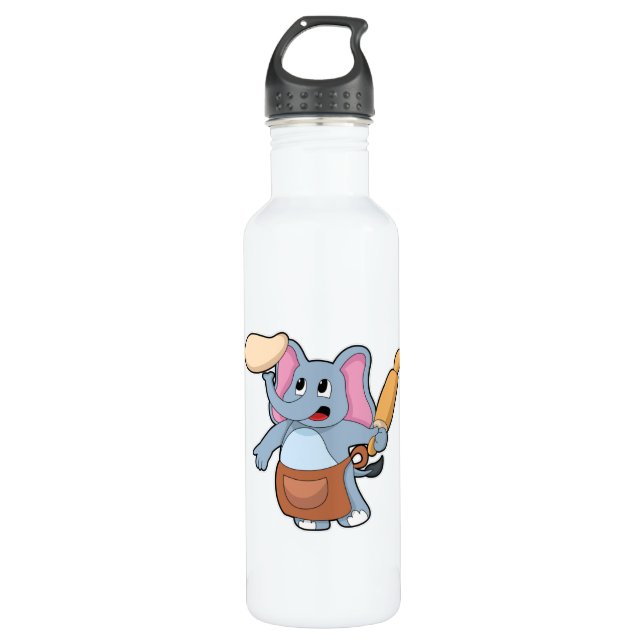 Bouteille D'eau Eléphant comme cuisinier avec broche à rouleaux &  (Devant)