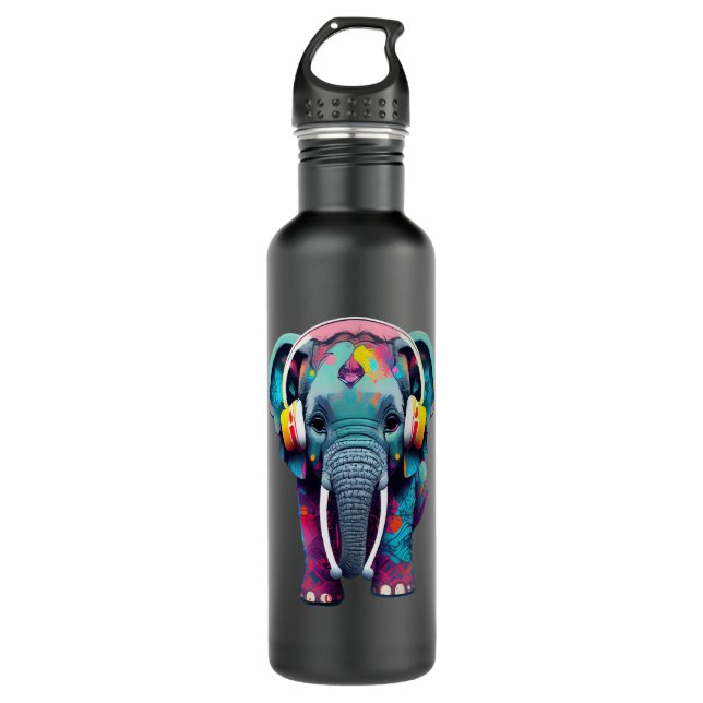 Bouteille D'eau Eléphant mignon bébé avec casque (Devant)