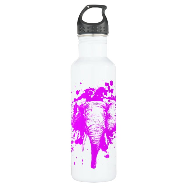 Bouteille D'eau Eléphant rose en colère (Devant)
