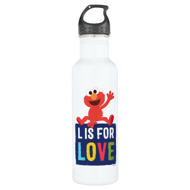 Bouteille D'eau Elmo | L est pour l'amour (Devant)