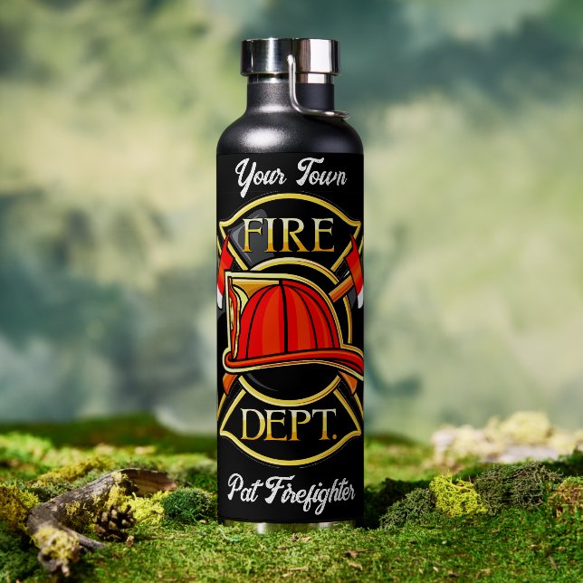 Bouteille D'eau Emblème Black & Red Firefighter (Café)