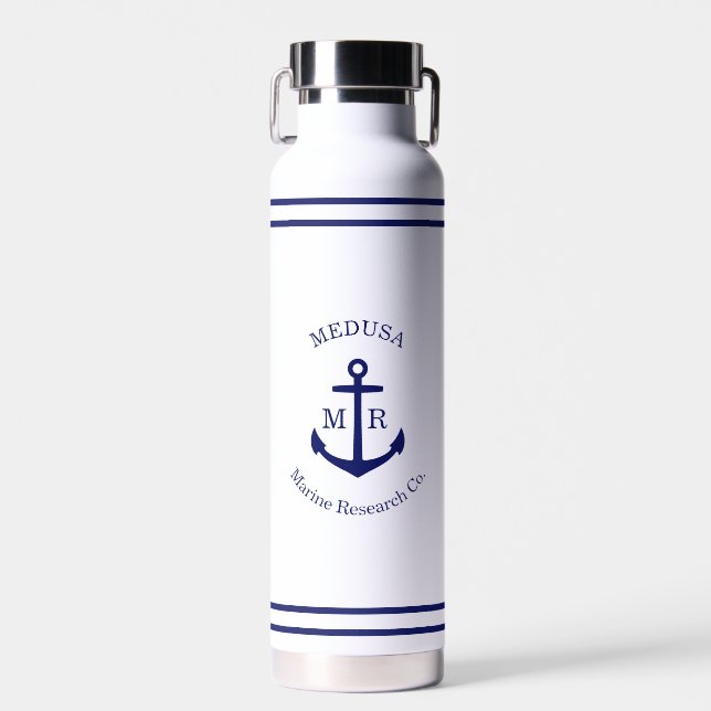 Bouteille D'eau Emblème d'Ancre bleue personnalisée (Avant)