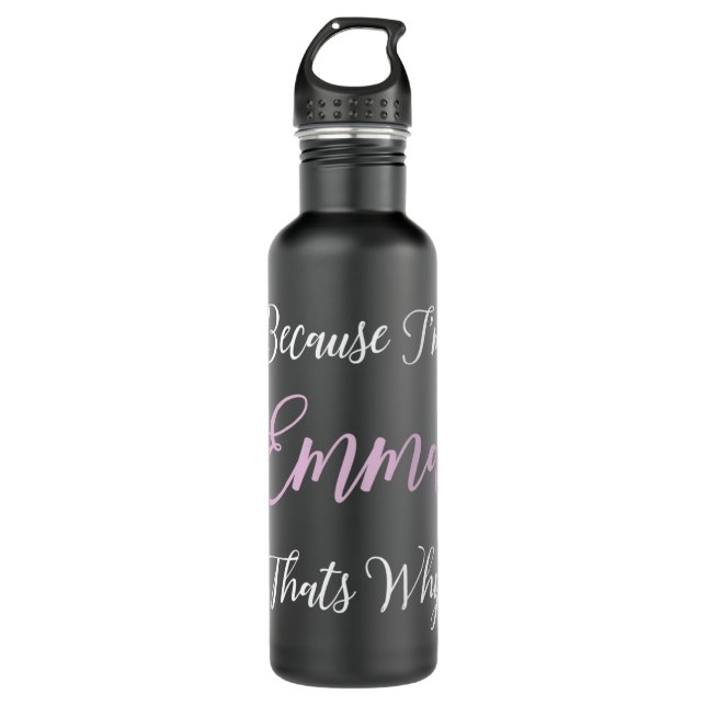 Bouteille D'eau Emma Nom Personnalisé Rose Cute Girl Black Women (Devant)