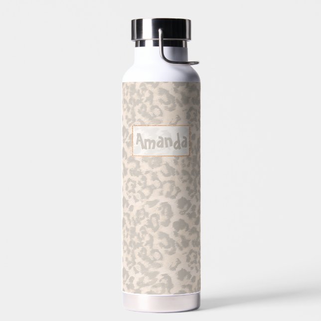Bouteille D'eau Empreinte de léopard beige. (Gauche)