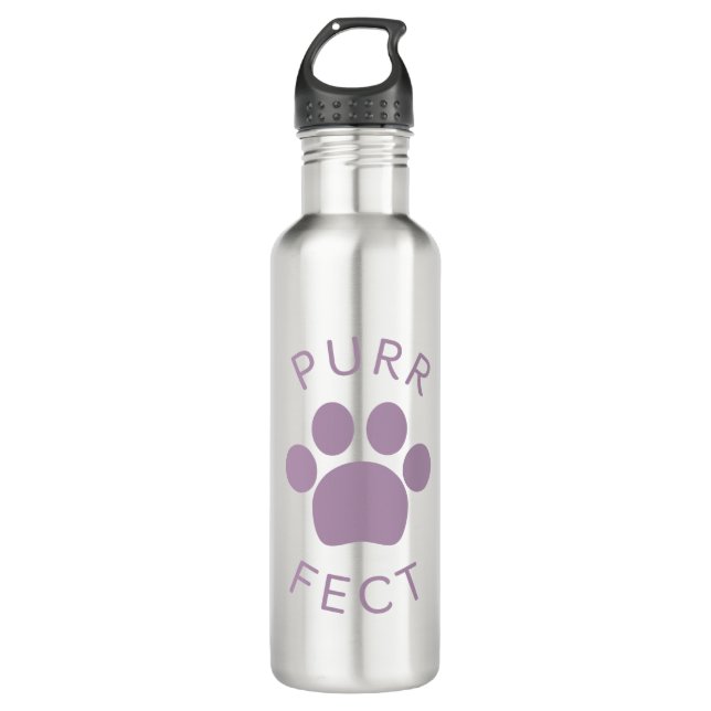 Bouteille D'eau Empreinte de patte Cat Parfait Purple Purple Purr (Devant)