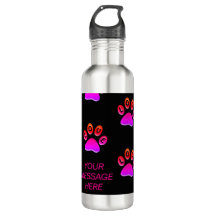 Bouteille d'eau empreinte de patte colorée