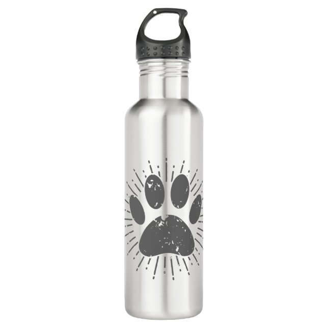 Bouteille D'eau Empreinte de patte de chien de rayon de soleil en  (Devant)