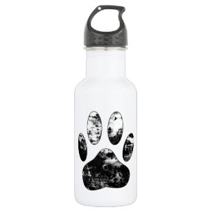 Bouteille D'eau Empreinte de patte de chien gris noir et blanc