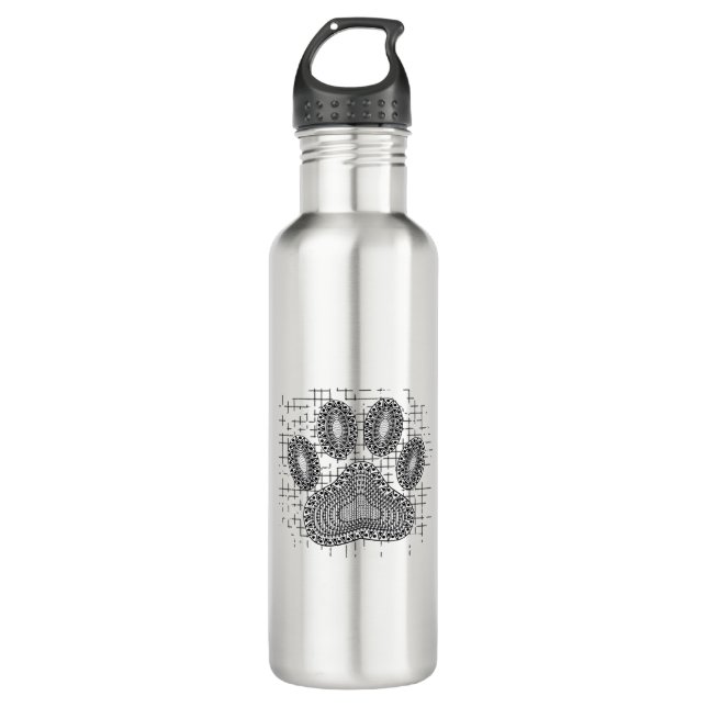 Bouteille D'eau Empreinte de patte de chien tribal sur Arrière - p (Devant)
