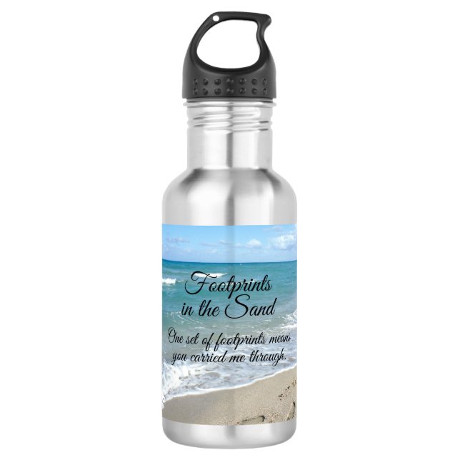 Bouteille D'eau Empreintes de pas dans le chrétien inspiré de (Devant)