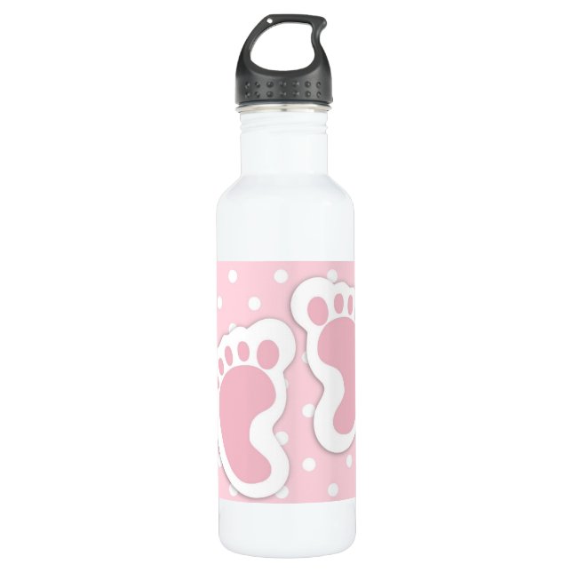 Bouteille D'eau Empreintes filles mignonnes roses (Devant)
