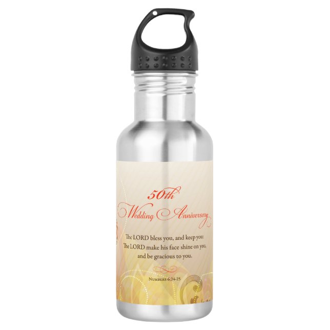 Bouteille D'eau En Acier Inoxydable 50e anniversaire du Mariage, Seigneur bénisse et g (Devant)