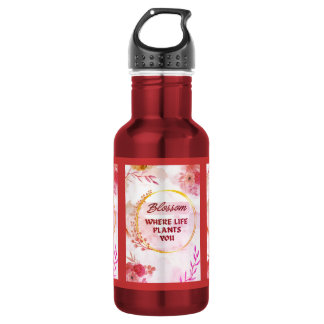 Bouteille d'eau en acier inoxydable à motif floral