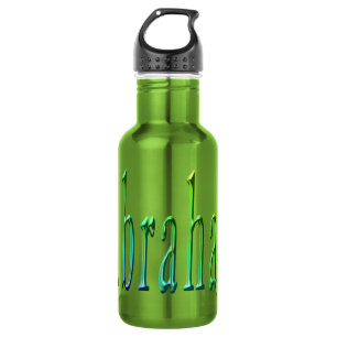 Bouteille D'eau En Acier Inoxydable Abraham Nom En Bleu Vert Et Jaune,