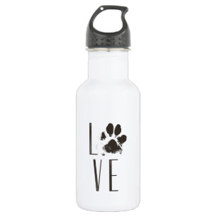 Bouteille D'eau En Acier Inoxydable Amour avec animal Empreinte de patte Brown Grunge 