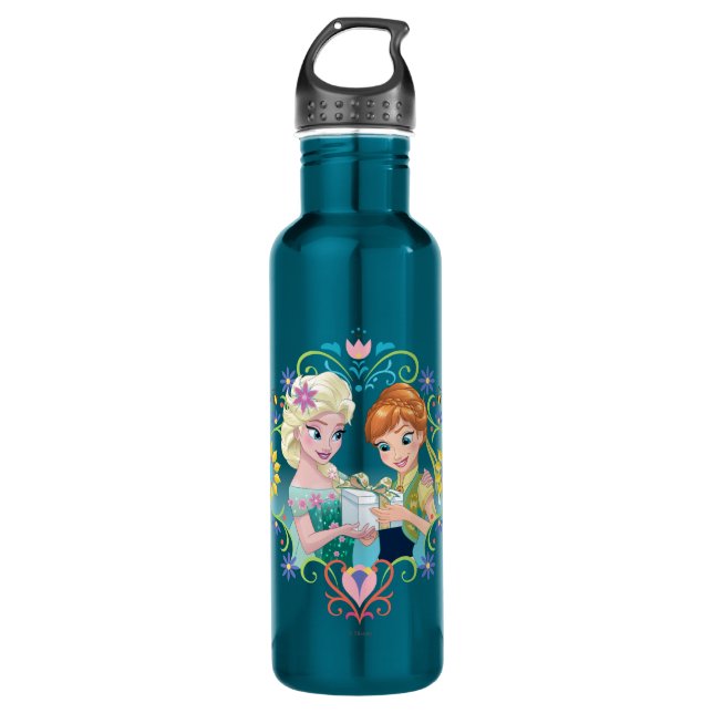 Bouteille D'eau En Acier Inoxydable Anna et Elsa| Cadeau pour Soeur (Devant)