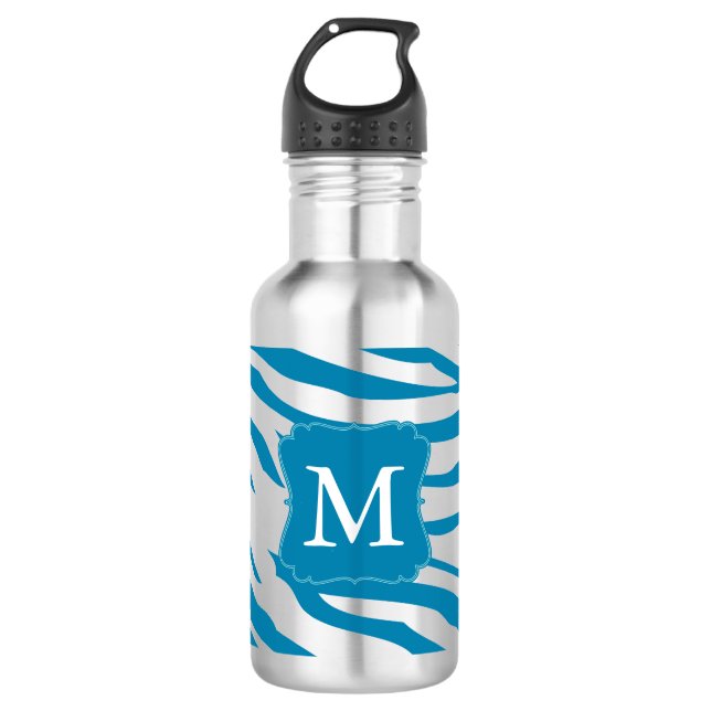 Bouteille D'eau En Acier Inoxydable Aqua Zebra imprimer Monogramme (Devant)