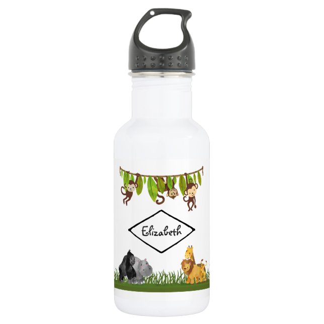 Bouteille D'eau En Acier Inoxydable Aquarelle Safari Jungle Illustration animale (Devant)