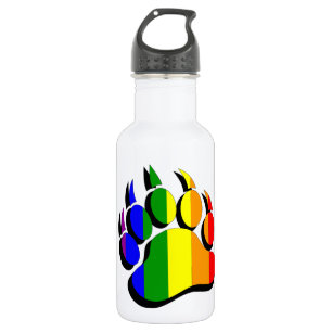 Bouteille D'eau En Acier Inoxydable Arc en arc-en-ciel de l'ours gris avec ombre noire