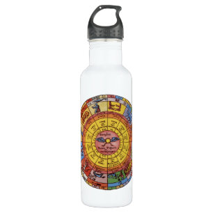 Bouteille D'eau En Acier Inoxydable Astrologie vintage, Roue de Zodiac céleste antique