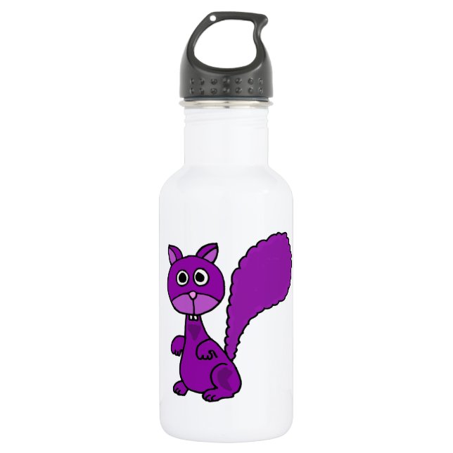 Bouteille D'eau En Acier Inoxydable Bande dessinée pourpre drôle d'écureuil (Devant)