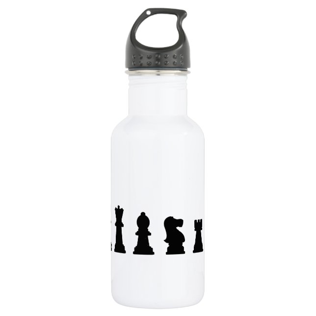 Bouteille D'eau En Acier Inoxydable Black chess pieces on white (Devant)