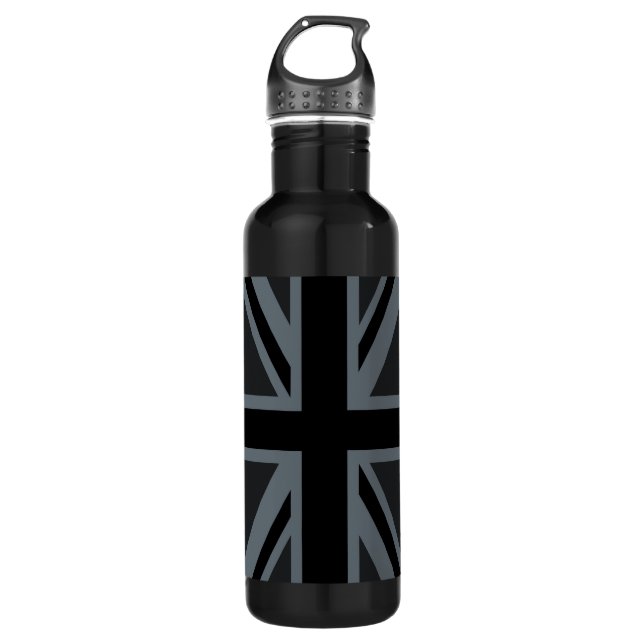 Bouteille D'eau En Acier Inoxydable Black Union Jack British Flag Design Personnaliser (Devant)