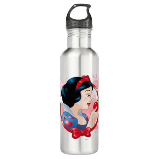 Bouteille D'eau En Acier Inoxydable Blanche | Pomme Rouge Et Bow