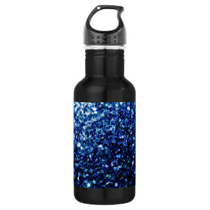 Bouteille D'eau En Acier Inoxydable Bleu foncé profond brillant faux paillettes scinti