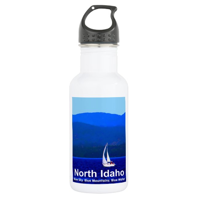 Bouteille D'eau En Acier Inoxydable Bleu nord de l'Idaho (Devant)