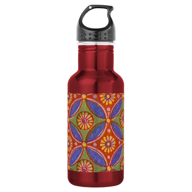 Bouteille D'eau En Acier Inoxydable Bleu rouge Rustique coloré Cercle Egypte Motif d'a (Devant)