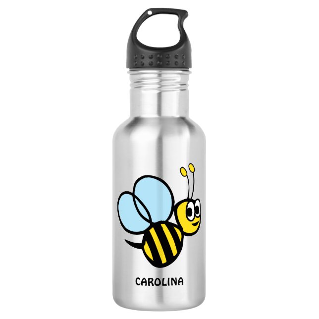 Bouteille D'eau En Acier Inoxydable Bourdon jaune personnalisé par abeille adorable (Devant)