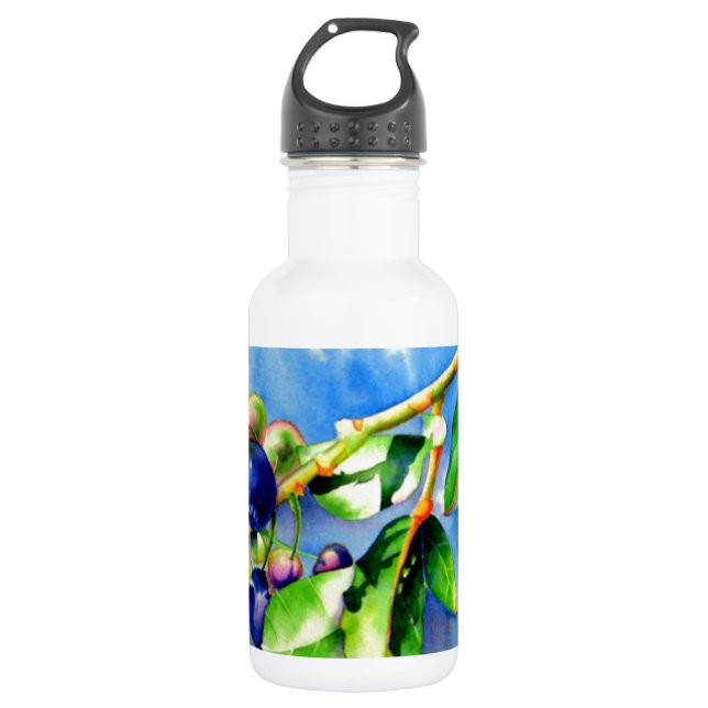 Bouteille D'eau En Acier Inoxydable Branche de bleuet, aquarelle (Devant)