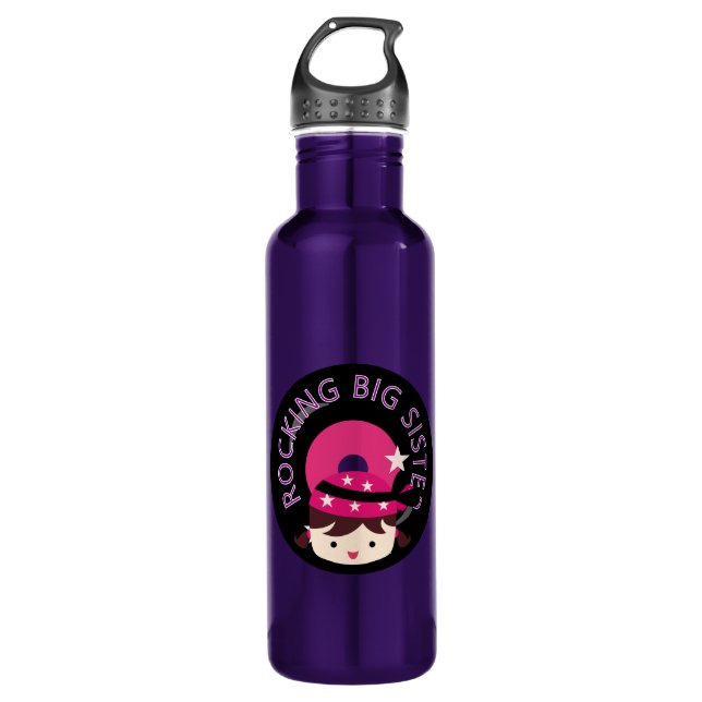 Bouteille D'eau En Acier Inoxydable Brunette Rocking Big Sister (Devant)