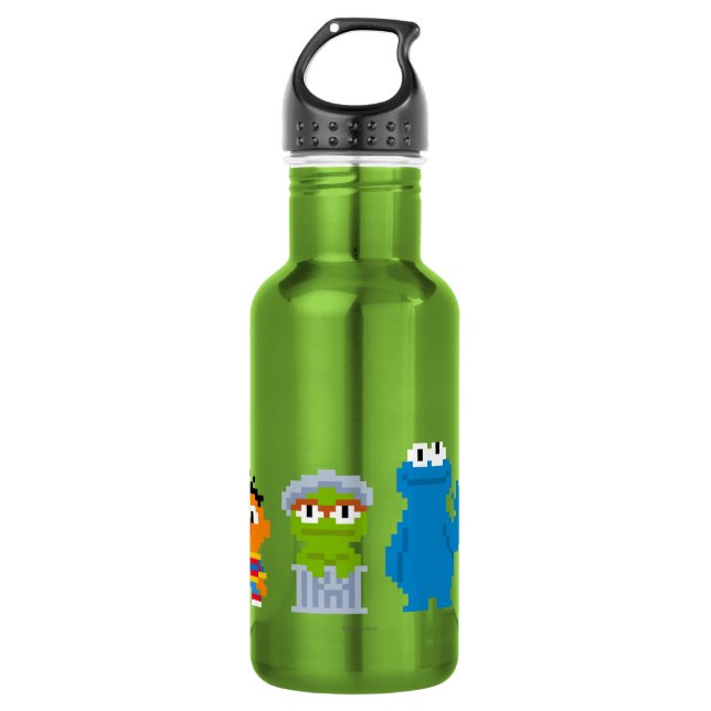 Bouteille D'eau En Acier Inoxydable Caractères Pixel Sesame Street (Devant)