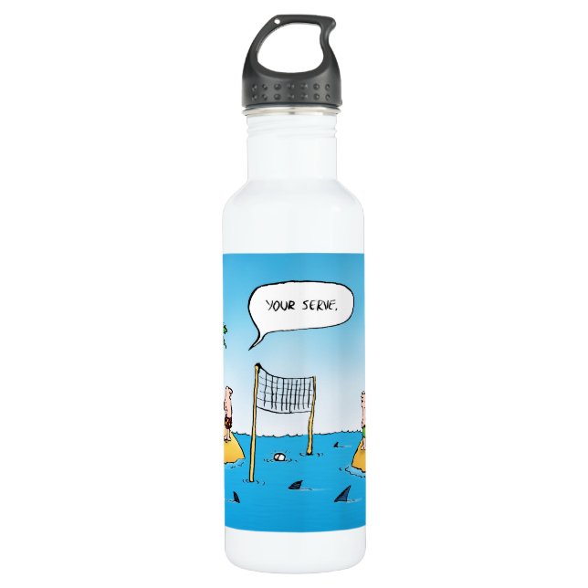 Bouteille D'eau En Acier Inoxydable Caricature amusante de Shark Volleyball (Devant)