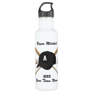 Bouteille D'eau En Acier Inoxydable Casquette de baseball Crossed Bats Nom Liberty Bot