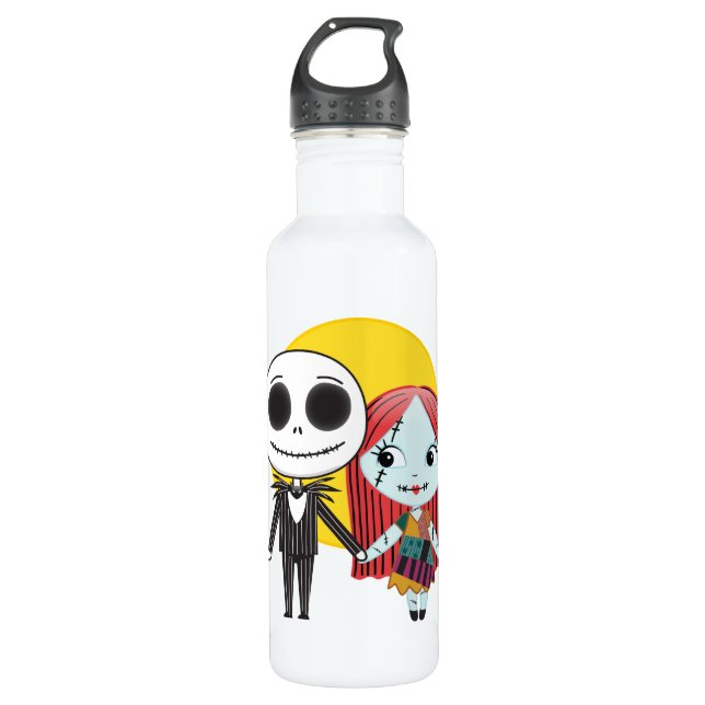 Bouteille D'eau En Acier Inoxydable Cauchemar avant Noël | Jack & Sally Emoji (Devant)