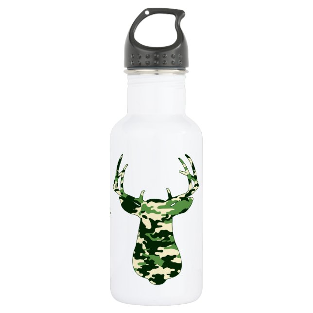 Bouteille D'eau En Acier Inoxydable Cerfs communs chassant le mâle de Camo (Devant)